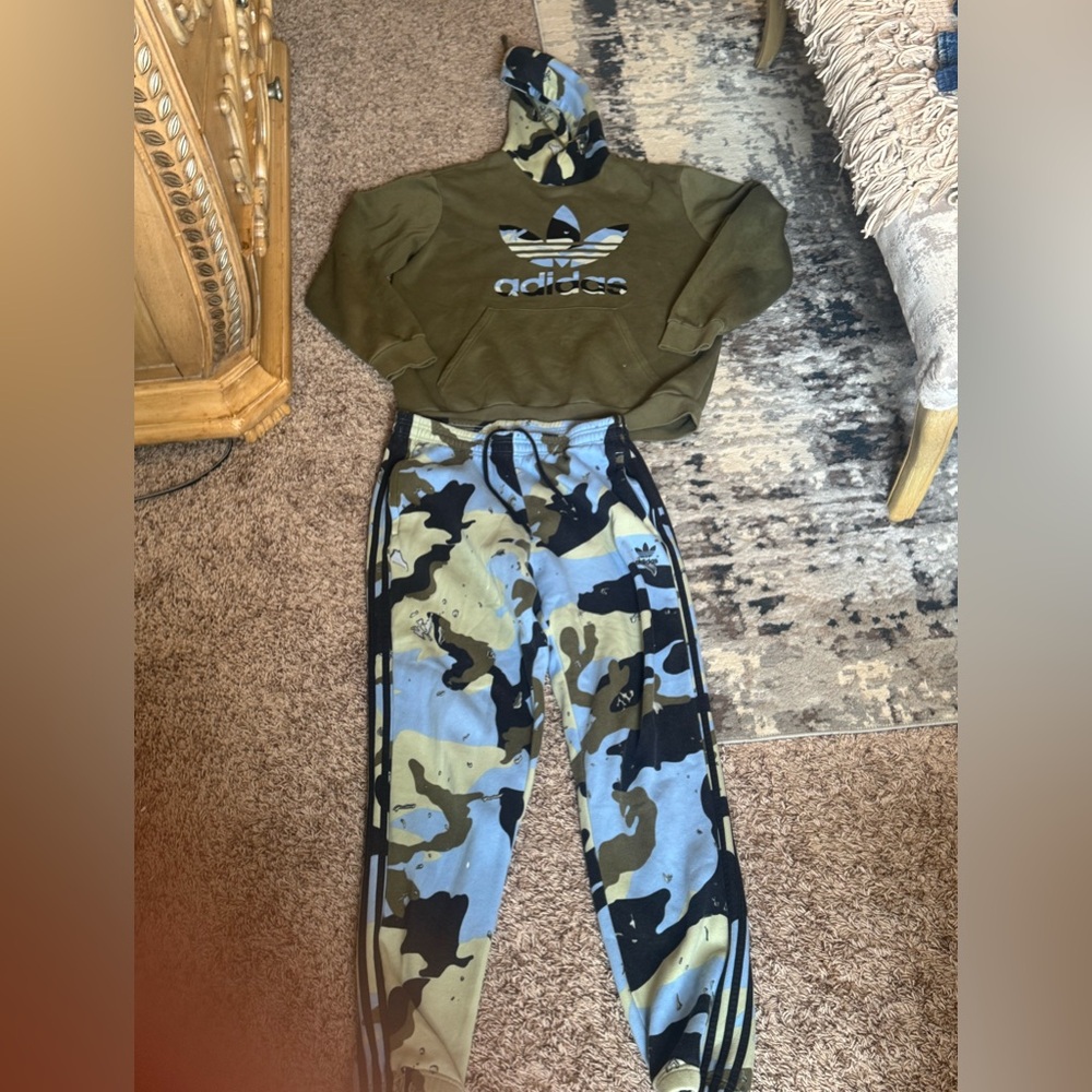 Adidas Camouflage Hoodie in Olive and Black